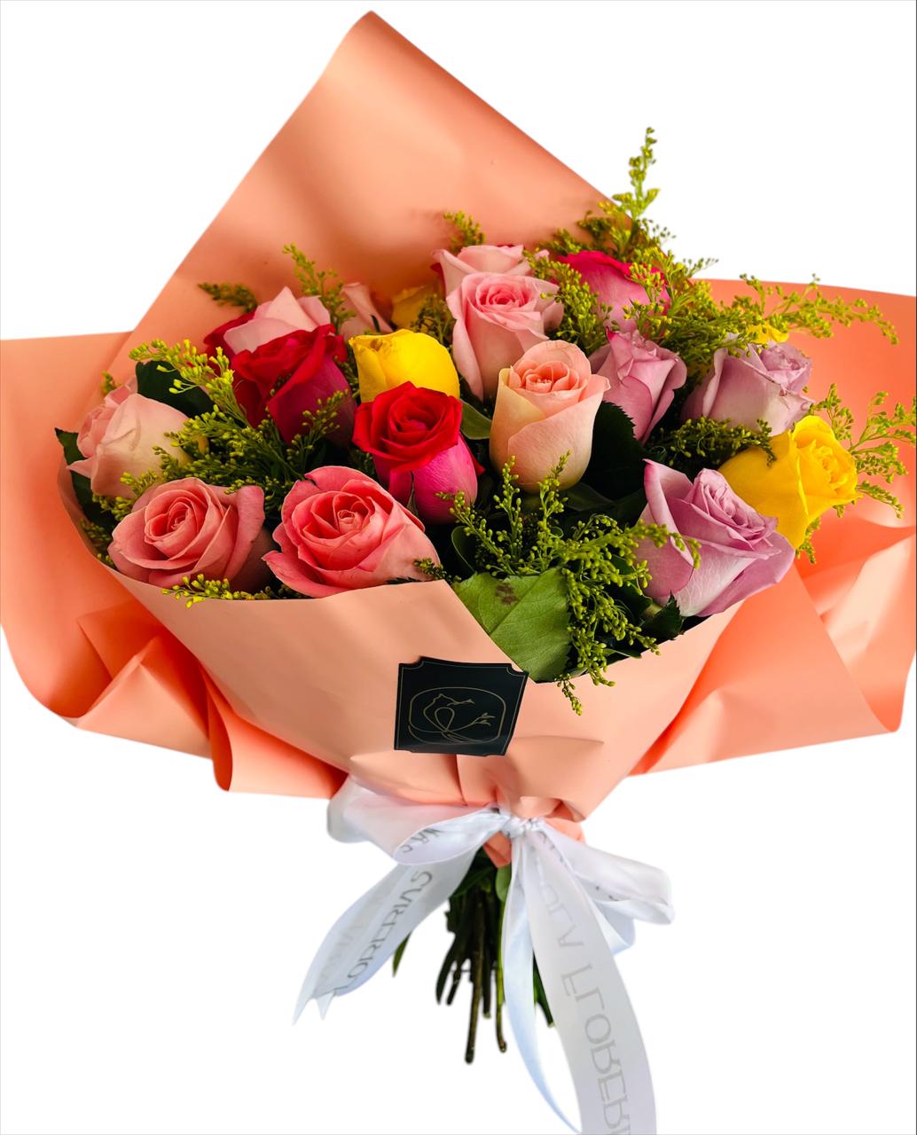 Bouquet con 24 rosas de colores