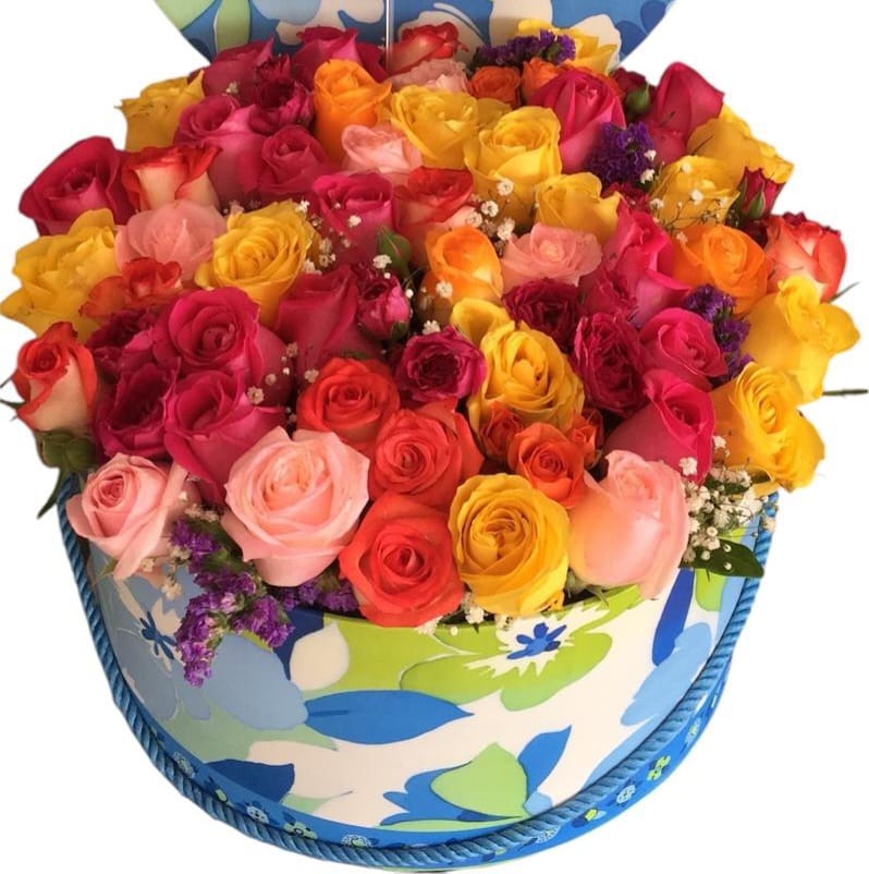 Caja de 50 rosas de colores